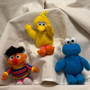 Vintage TYCO Sesame Street Plush Trio - Big Bird- Cookie Monster-Ernie.